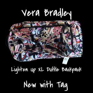 Vera Bradley Floral Print Travel Bag Lighten Up Duffle Backpack Mod Paisley New